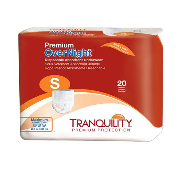 Underwear Tranquility Premium Adult Unsx Sm 22-36 Hvy Odor Reduction White 80/Ca